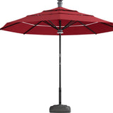 11' Red Sunbrella Octagonal Lighted Smart Market Patio Umbrella