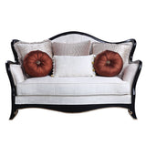 66" Beige And Black Cotton Blend Loveseat and Toss Pillows