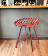 18" Red Iron Backless Bar Chair