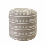 20" Green Polyester Round Striped Indoor Outdoor Pouf Ottoman