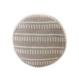 20" Brown Polyester Round Striped Indoor Outdoor Pouf Ottoman