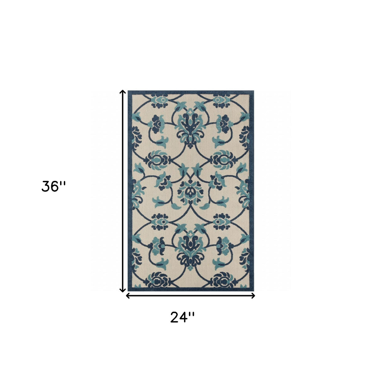 8' X 10' Blue And Orange Floral Non Skid Indoor Outdoor Area Rug