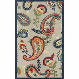 4' X 6' Blue Paisley Non Skid Indoor Outdoor Area Rug