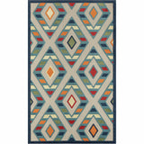 2' X 3' Blue Striped Non Skid Indoor Outdoor Area Rug