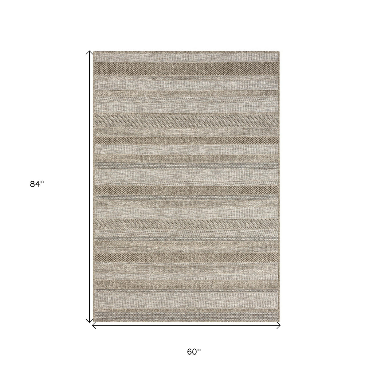 5' X 7' Gray Striped Handmade Indoor Outdoor Area Rug