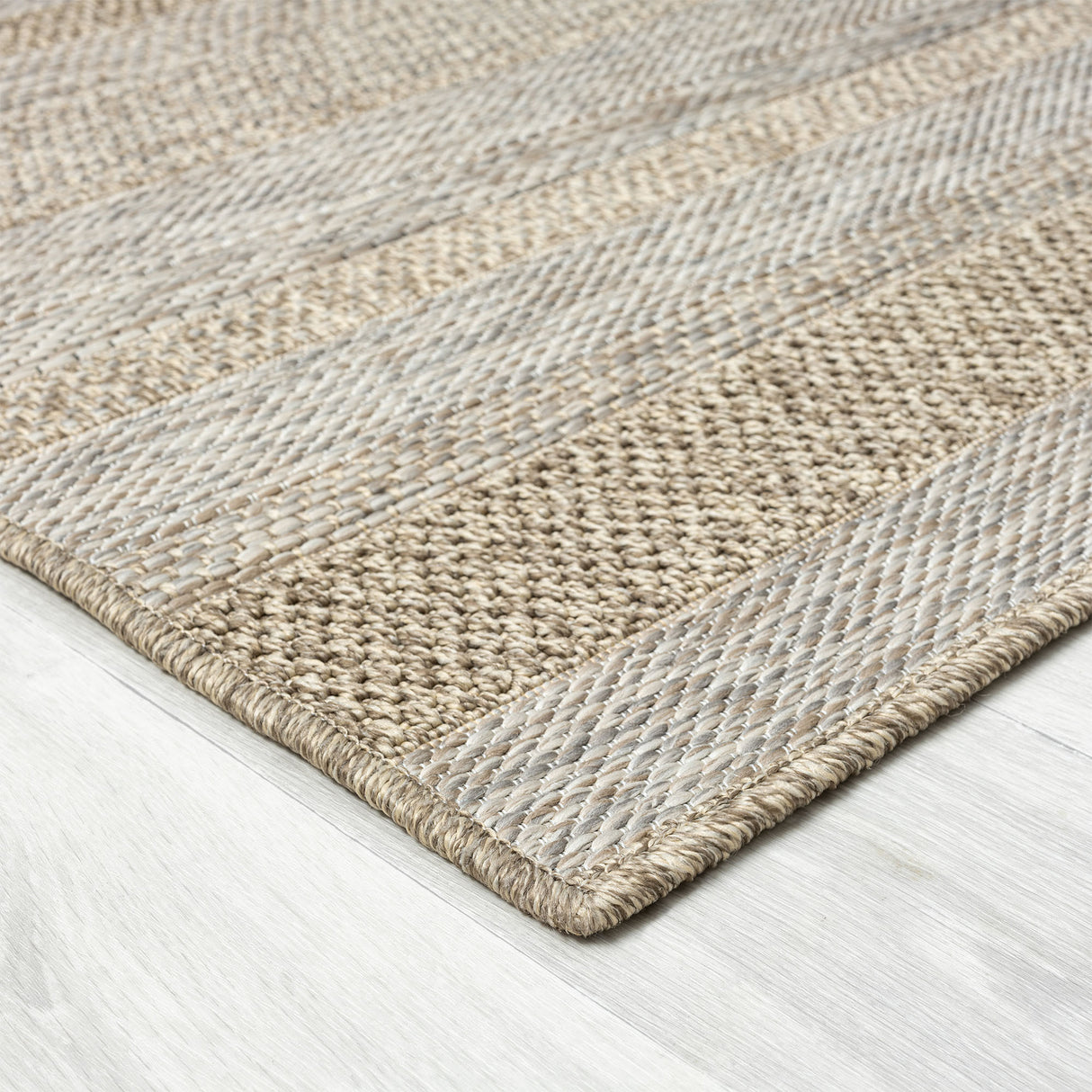 5' X 7' Gray Striped Handmade Indoor Outdoor Area Rug