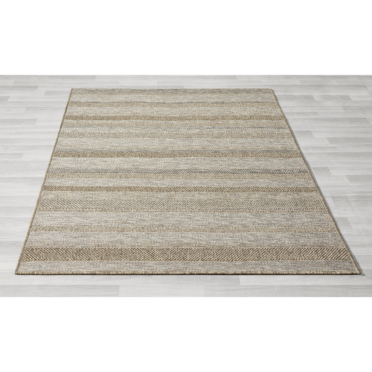 5' X 7' Gray Striped Handmade Indoor Outdoor Area Rug