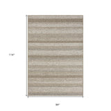 5' X 7' Gray Striped Handmade Indoor Outdoor Area Rug