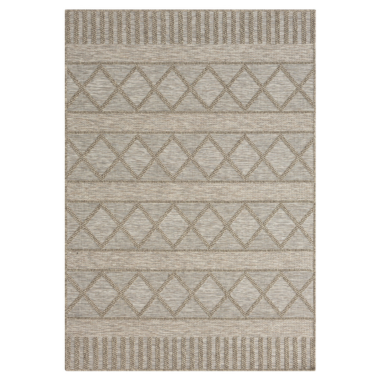 8' X 10' Gray Striped Handmade Indoor Outdoor Area Rug