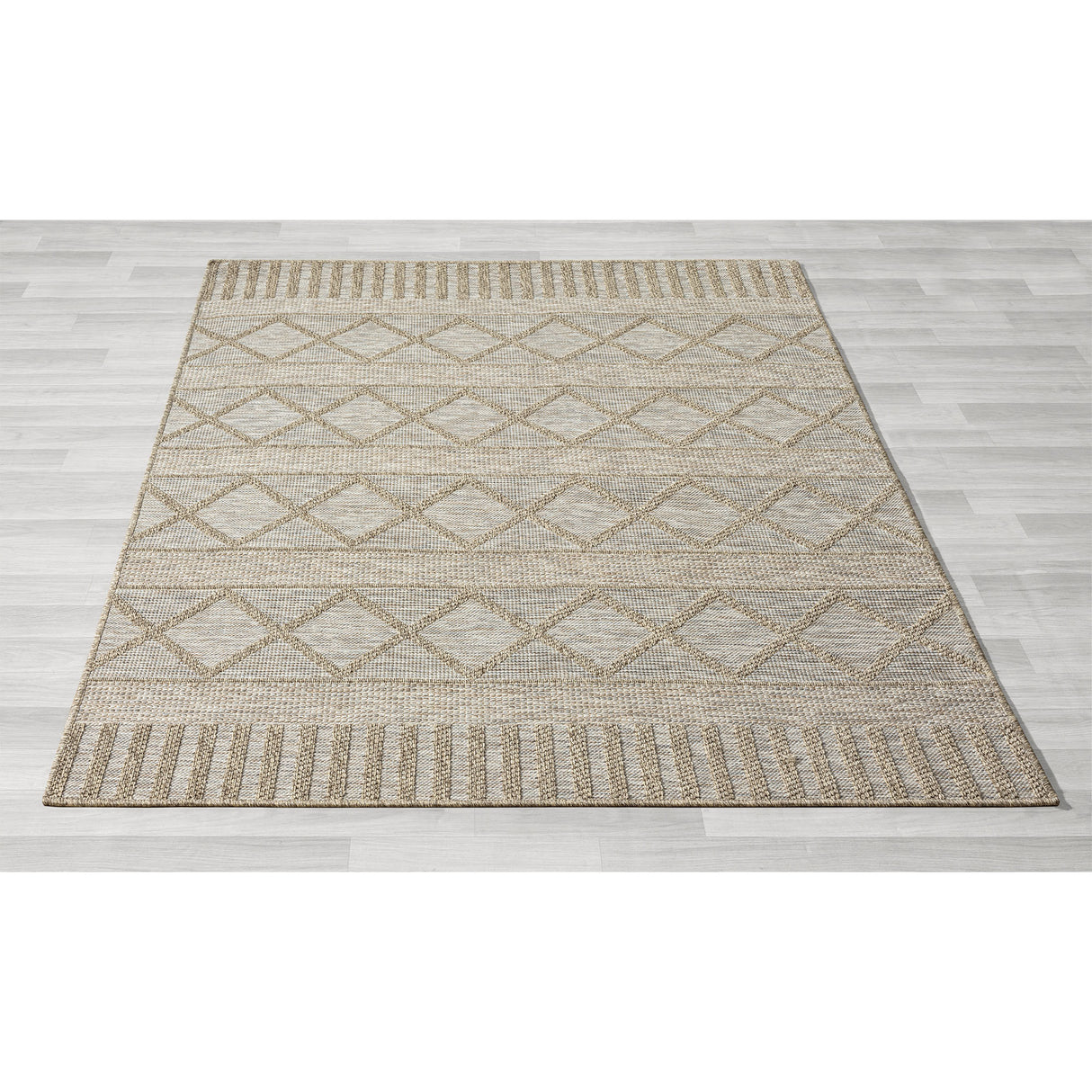 8' X 10' Gray Striped Handmade Indoor Outdoor Area Rug