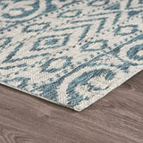 2' X 3' Blue Damask Indoor Outdoor Area Rug