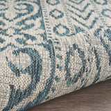 2' X 3' Blue Damask Indoor Outdoor Area Rug