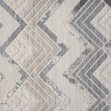 8' X 9' Blue And Ivory Chevron Indoor Outdoor Area Rug