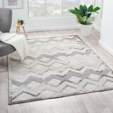 8' X 9' Blue And Ivory Chevron Indoor Outdoor Area Rug