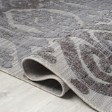 8' X 9' Blue And Gray Damask Indoor Outdoor Area Rug