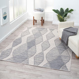 5' X 7' Blue and Gray Abstract Geometric Indoor Outdoor Area Rug