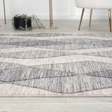 5' X 7' Blue and Gray Abstract Geometric Indoor Outdoor Area Rug