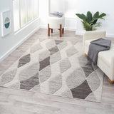 5' X 7' Blue and Gray Abstract Geometric Indoor Outdoor Area Rug