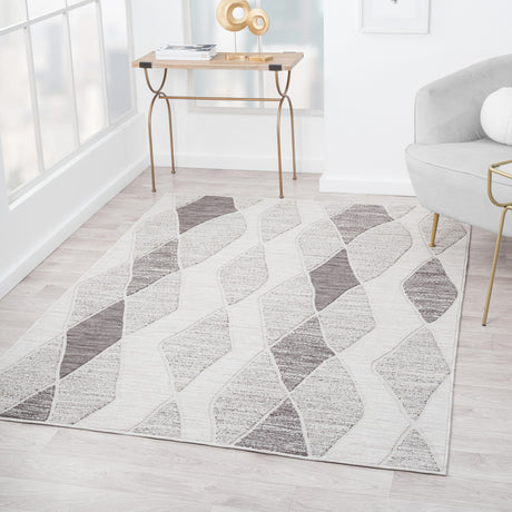 8' X 9' Gray Geometric Indoor Outdoor Area Rug