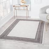 8' X 9' Gray And Ivory Indoor Outdoor Area Rug