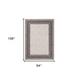 8' X 9' Gray And Ivory Indoor Outdoor Area Rug