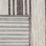 8' X 9' Gray And Ivory Striped Indoor Outdoor Area Rug