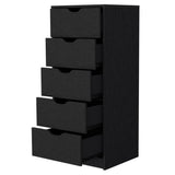 18" Black Manufactured Wood Five Drawer Narrow Dresser