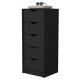 18" Black Manufactured Wood Five Drawer Narrow Dresser