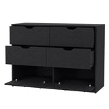 42" Black Manufactured Wood Six Drawer Modern Dresser