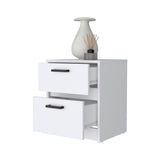 19" White Two Drawer Nightstand With Integrated Tech