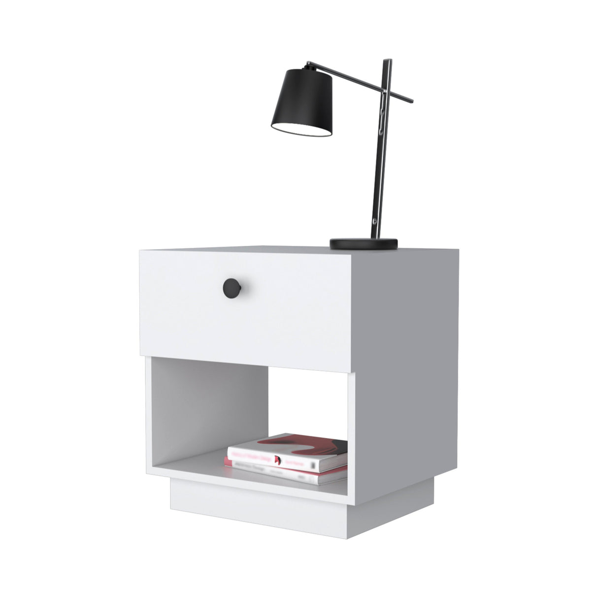 20" White One Drawer Nightstand With Integrated Tech