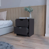 19" Black Two Drawer Nightstand With Integrated Tech