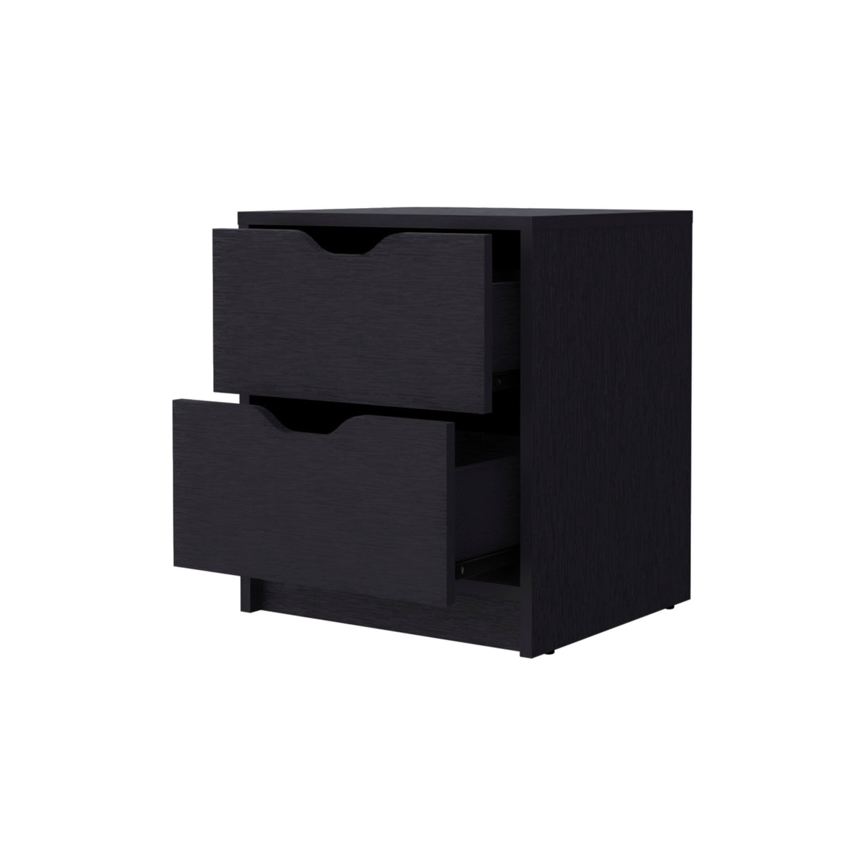 19" Black Two Drawer Nightstand With Integrated Tech