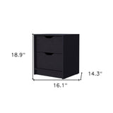 19" Black Two Drawer Nightstand With Integrated Tech