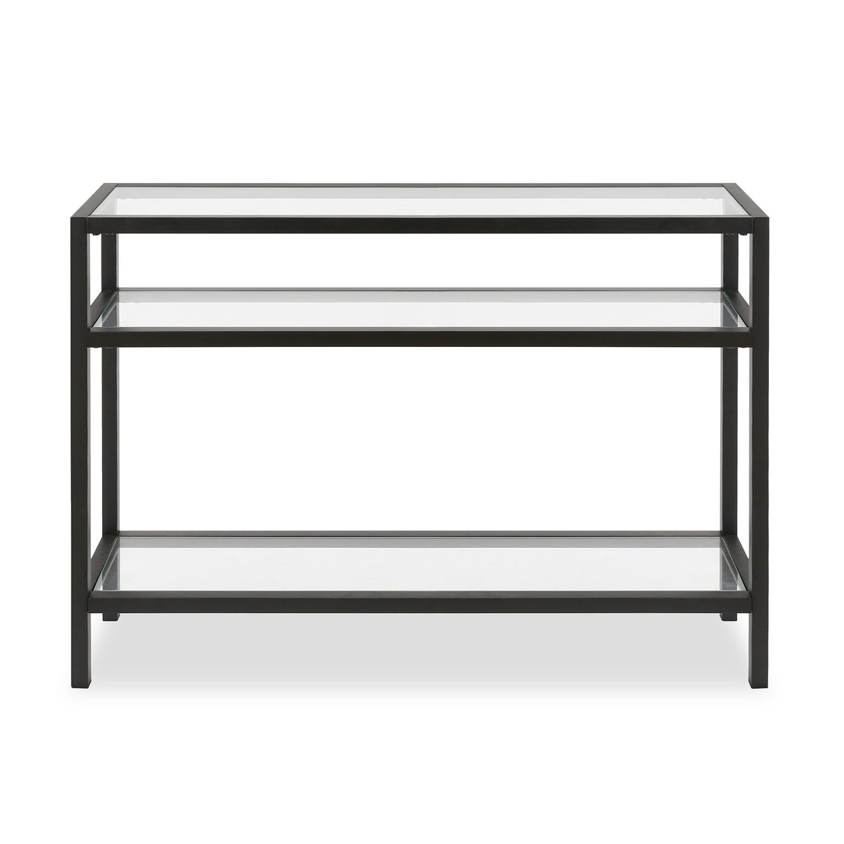 42" Black and Glass Console Table With Storage