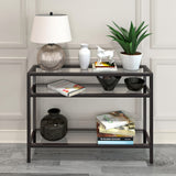 42" Black and Glass Console Table With Storage