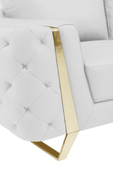 50" White And Gold Genuine Leather Club Chair