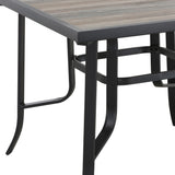 35" Brown and Black Square Metal Outdoor Dining Table