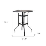 25" Brown and Black Square Metal Outdoor Bistro Table