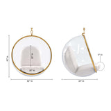 42" White and Gold Acrylic and Faux Leather Hanging Balloon Chair