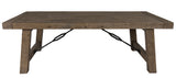 55" Brown Solid Wood Distressed Coffee Table