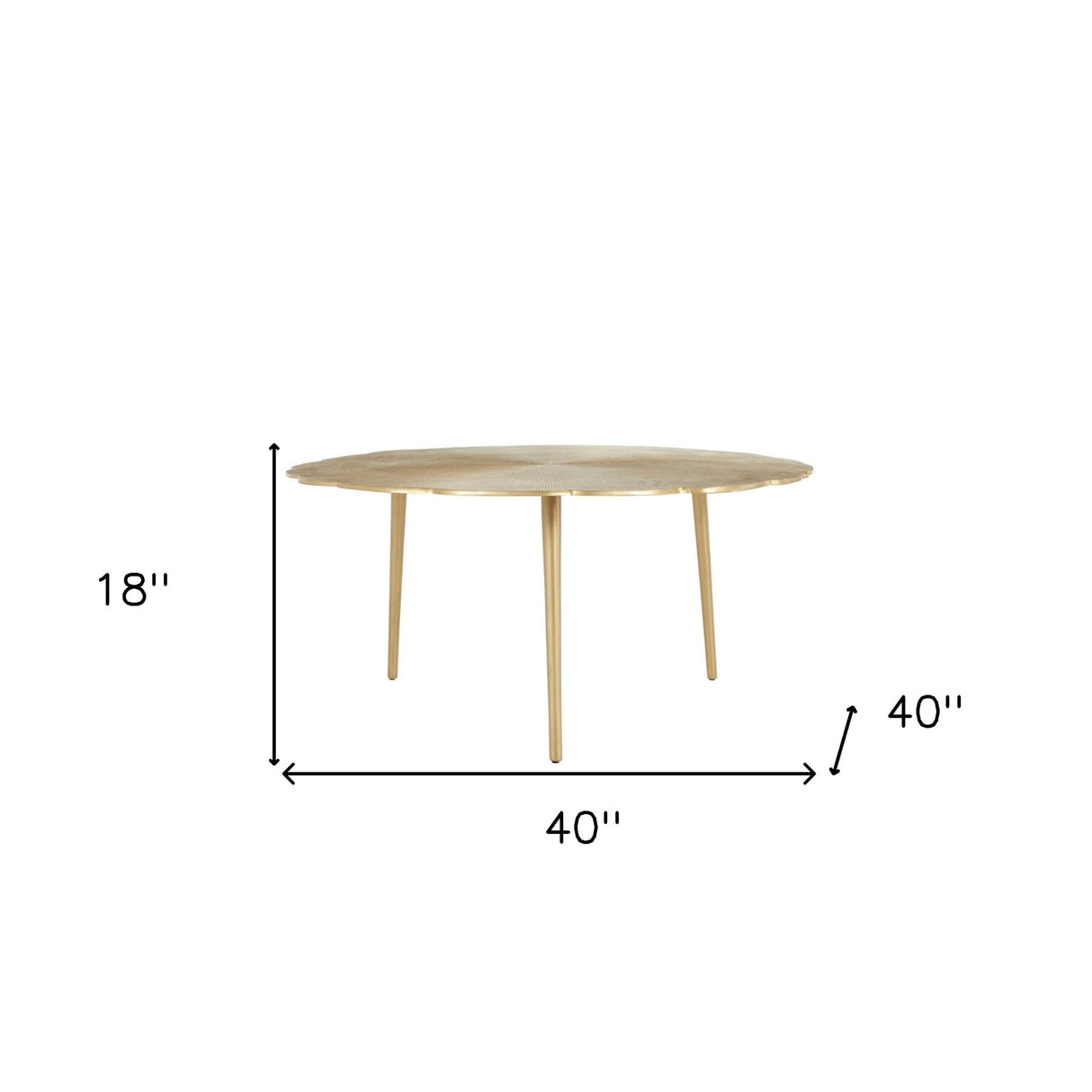 40" Gold Aluminum Round Distressed Coffee Table