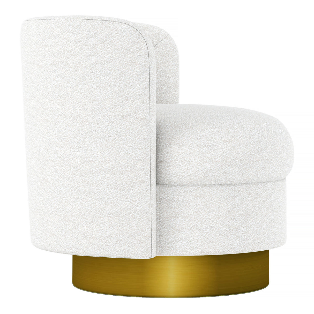 28" White And Gold Boucle Swivel Slipper Chair