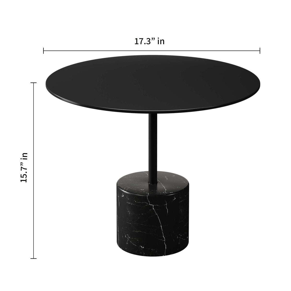 17" Black Steel And Stone Round Coffee Table