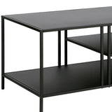 48" Black Steel Coffee Table With Two Shelves