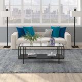 45" Clear And Black Glass And Steel Coffee Table With Shelf
