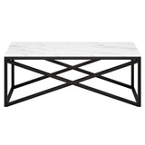 46" Black Faux Marble And Steel Coffee Table