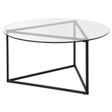 35" Black Glass And Steel Round Coffee Table