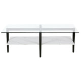 47" Black Glass And Steel Coffee Table With Shelf