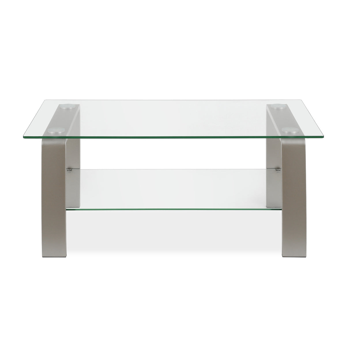 40" Silver Glass And Steel Coffee Table With Shelf